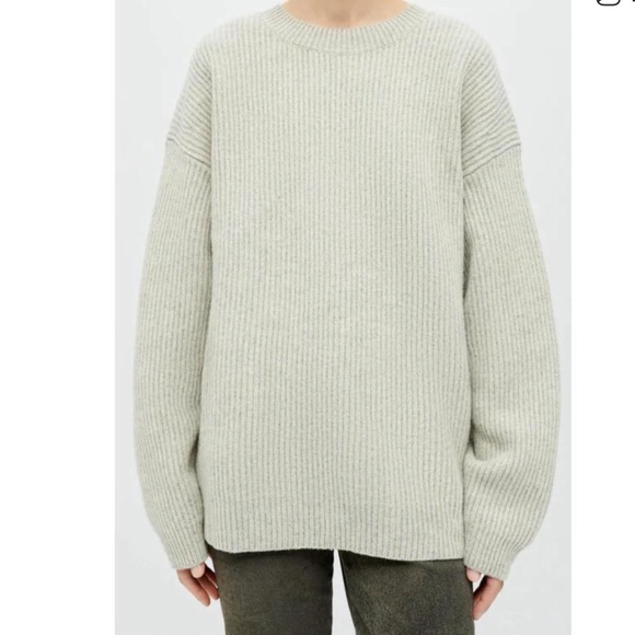 RE/DONE plaited crewneck pullover in oatmeal/grey